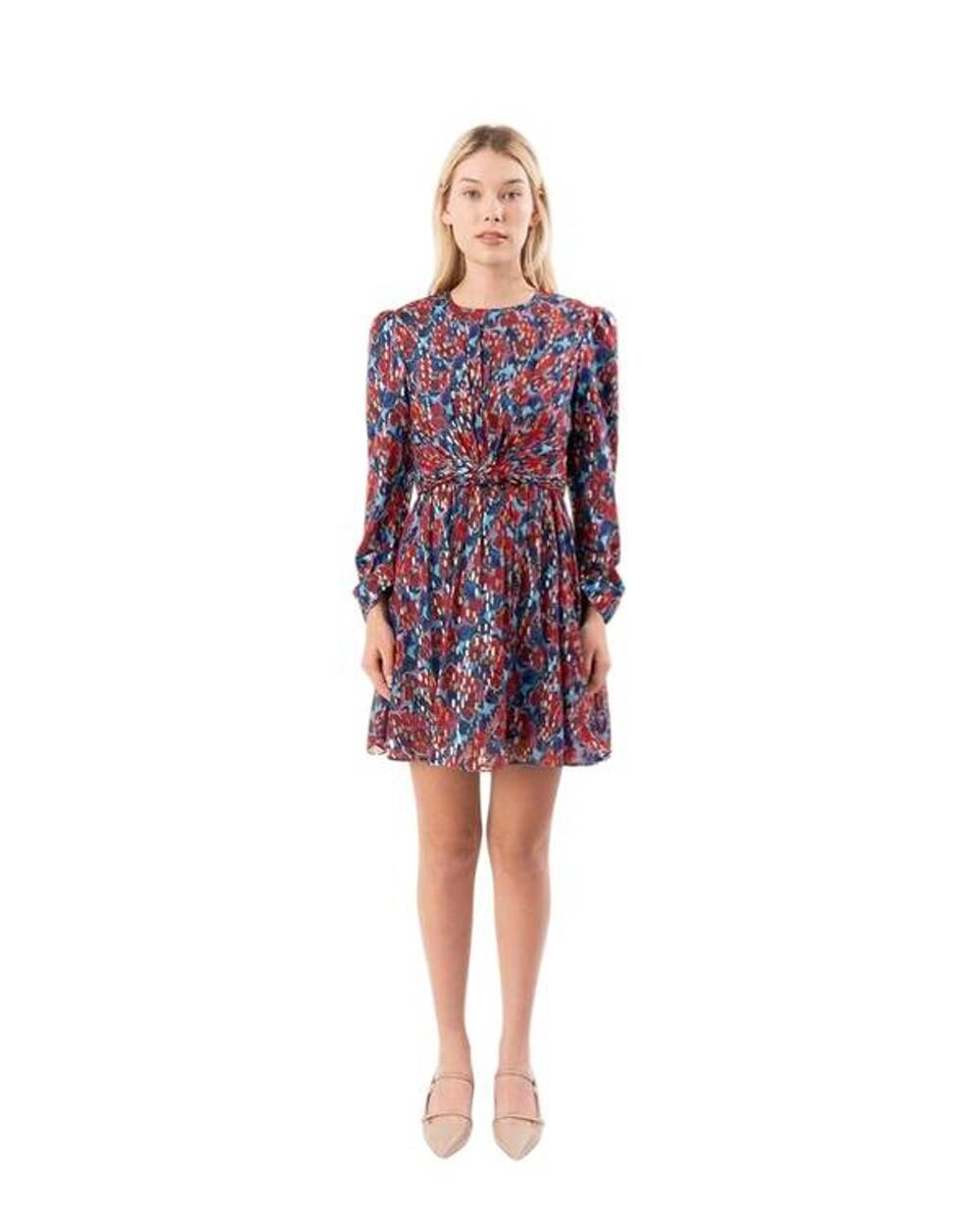Saloni Blythe B Silk Dress in Quail Sky US 6